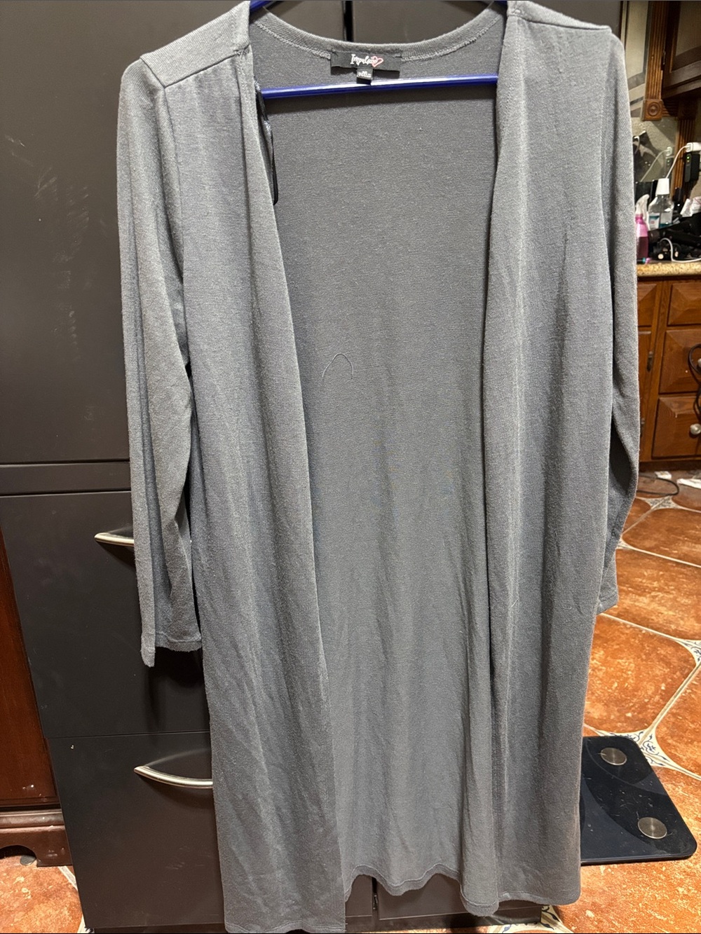 Long Open-Front Gray Women's Cardigan Sweater